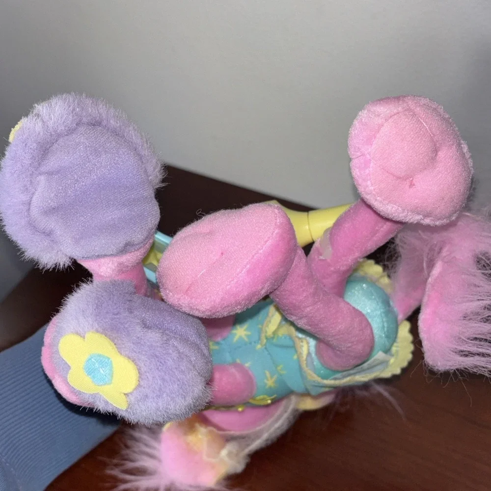Vintage 2001 Mattel Barbie Pose Me Pink Poodle Pet Dog Plush Toy 3541WC